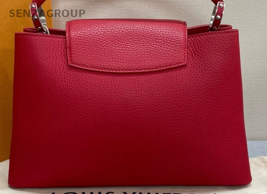 Louis Vuitton Capuchines MM Top Handle Bag Crossbody Red Silver Women Classic