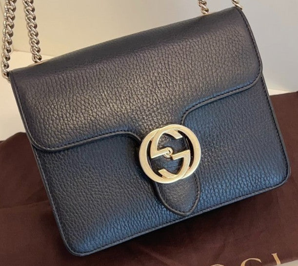 GUCCI GG Camera bag Chain Strap Black gold Top handle Crossbody bag Women