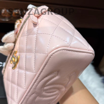 Chanel Pink Gold Double Pearl Long Box Chain Shoulder Crossbody Bag