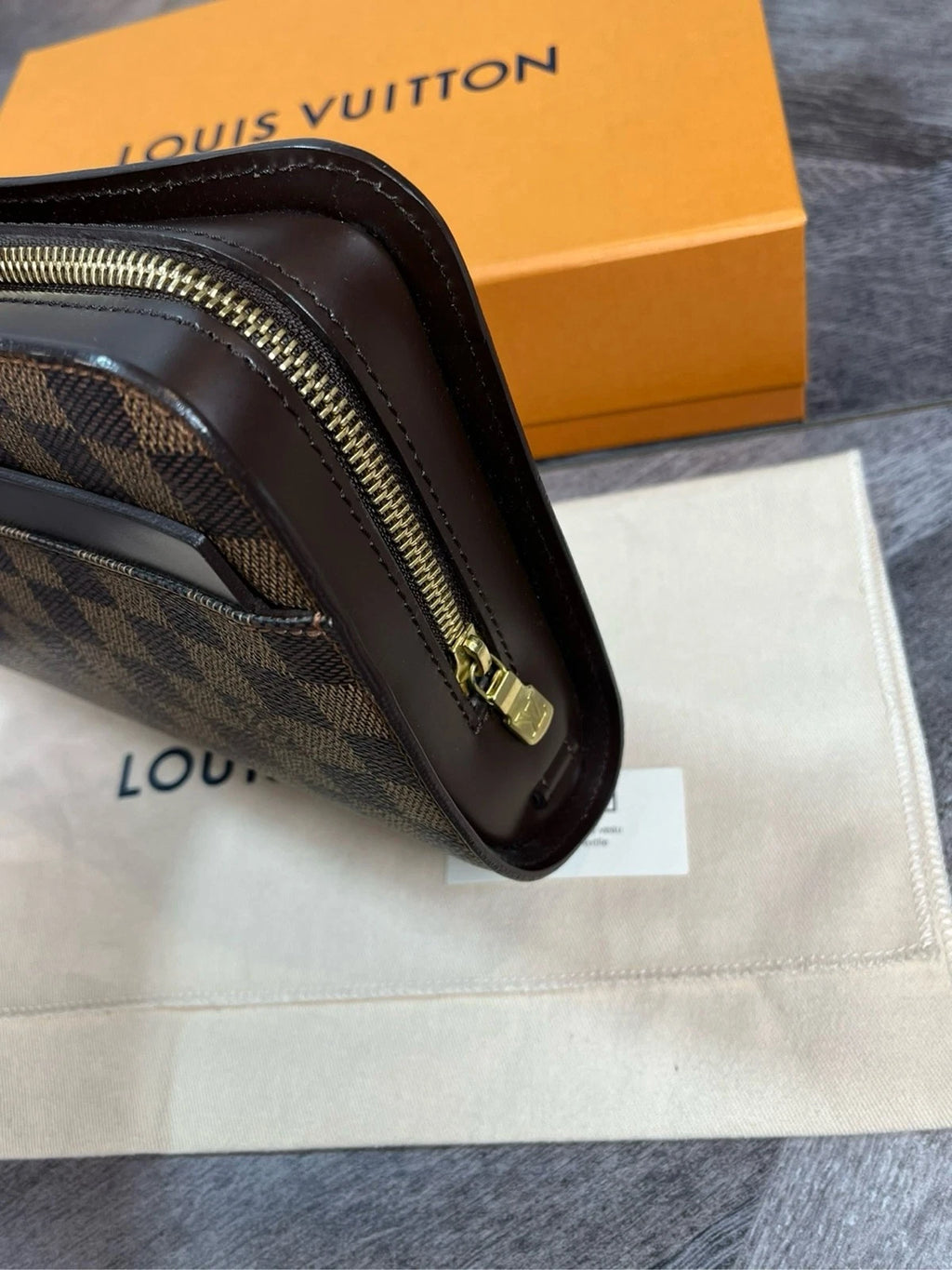 Louis Vuitton Brown Canvas Damier Clutch Handbag For Women