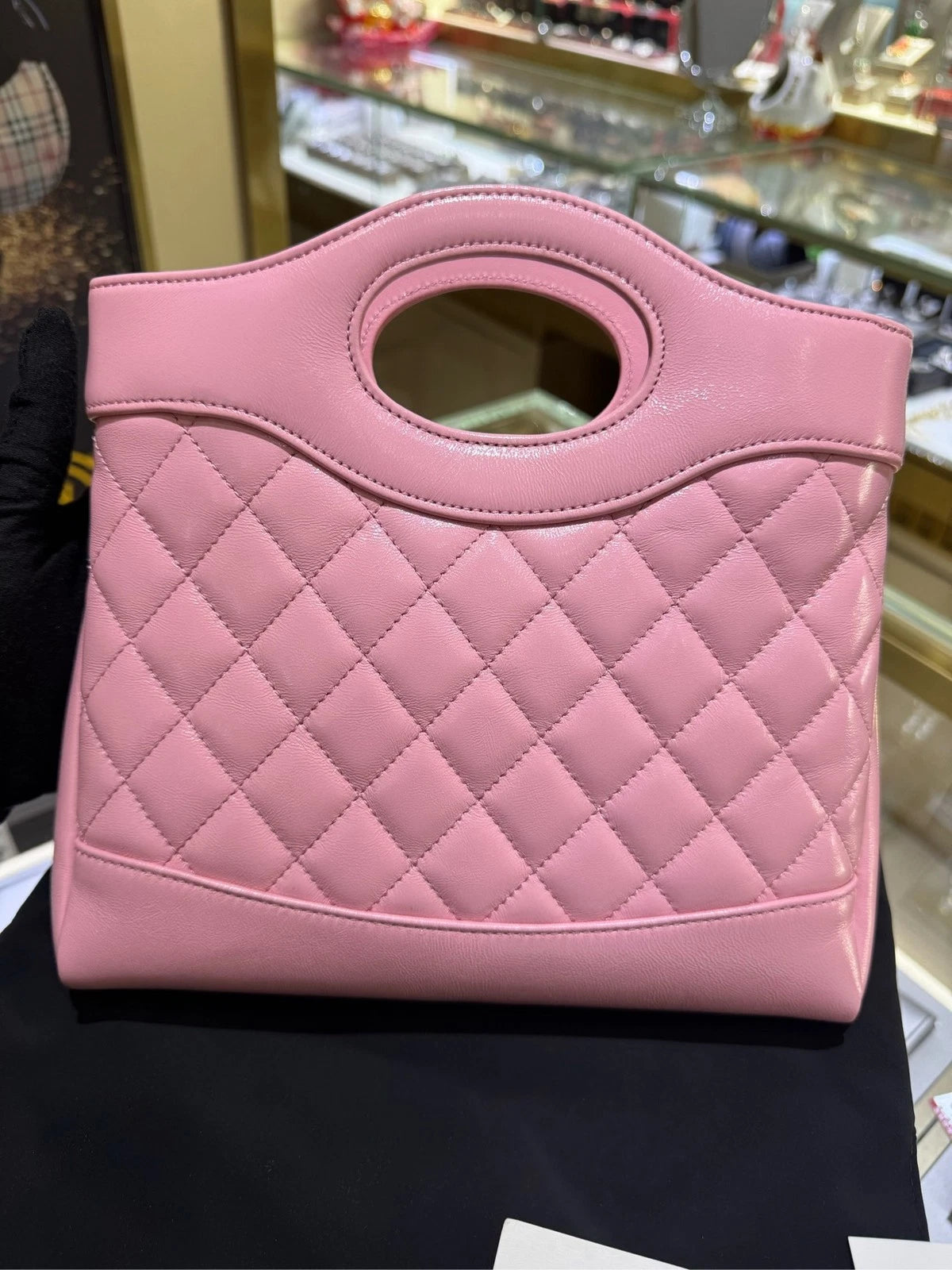 CHANEL 31 Mini Pink Lamskin Tote Bag Gold Hardware For Women