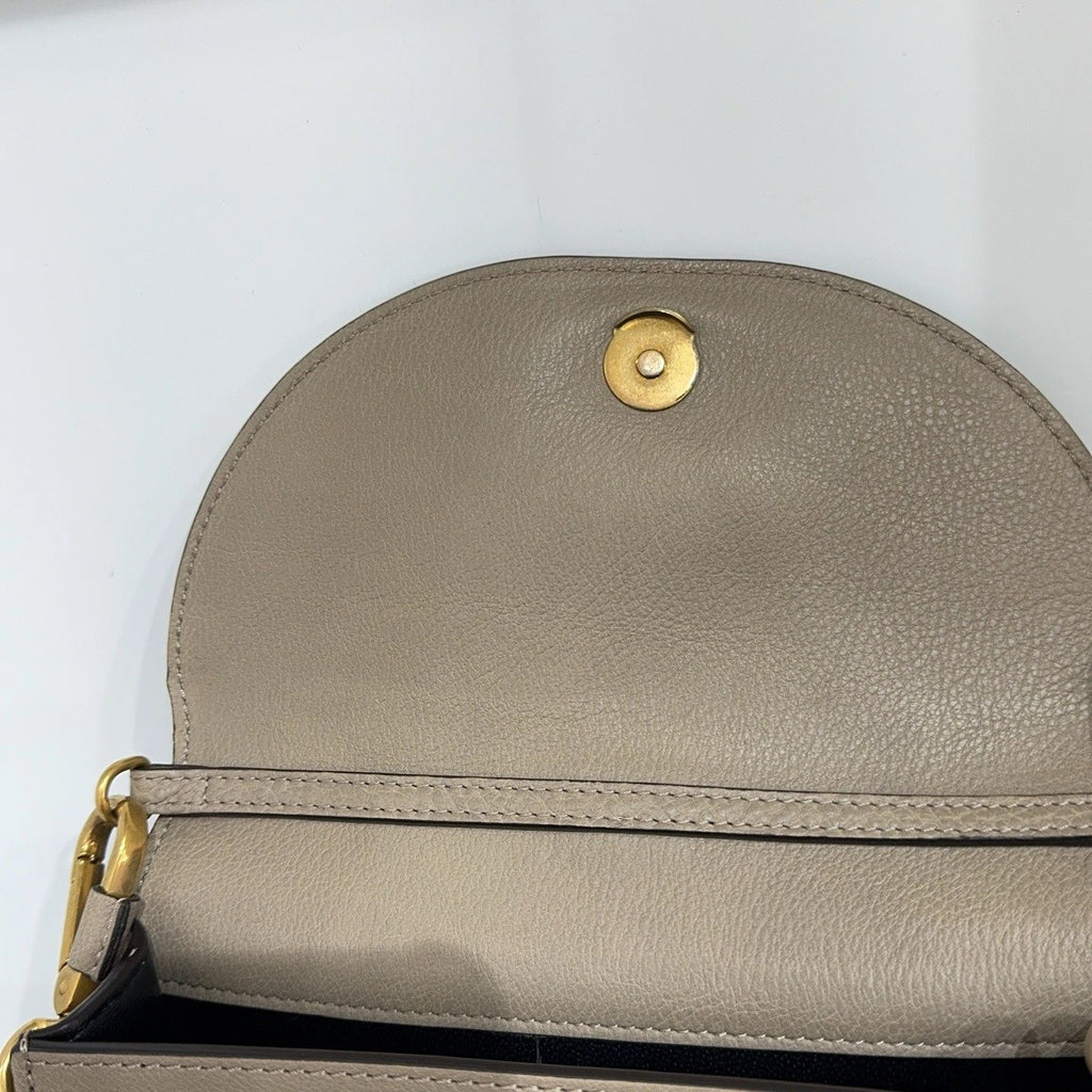Chloe Grey Calfskin Rivet Crescent Shoulder Crossbody Handbag Women