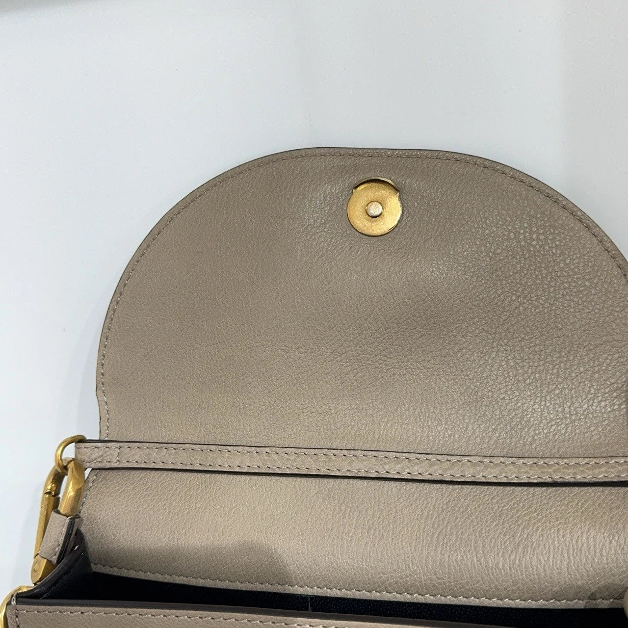 Chloe Grey Calfskin Rivet Crescent Shoulder Crossbody Handbag Women