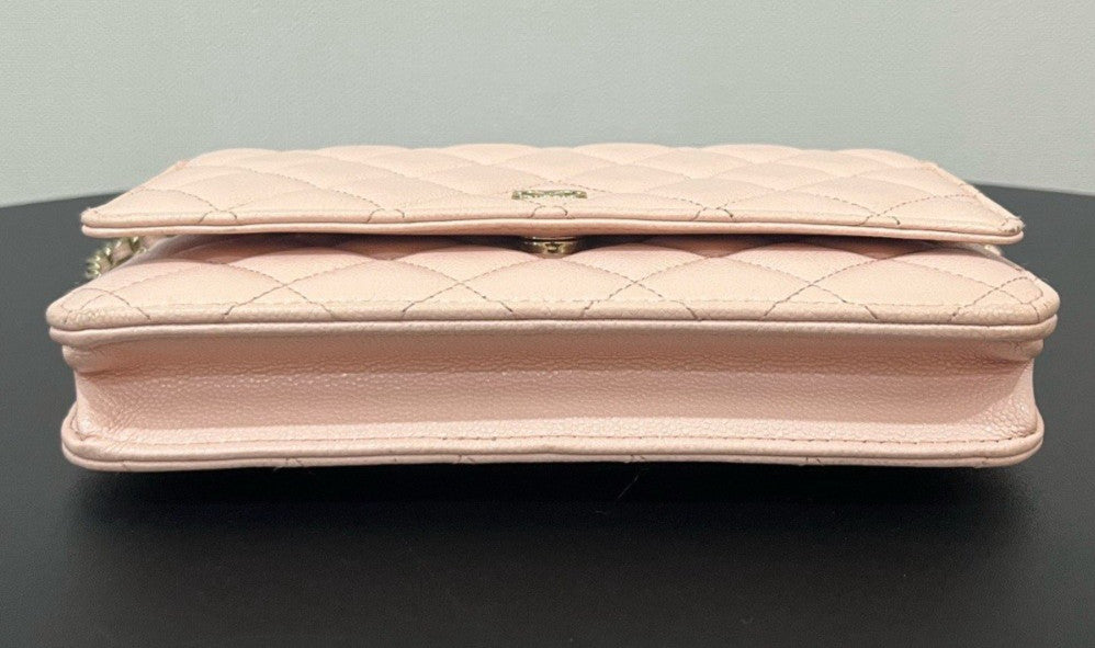 CHANEL Woc Diamond Pattern Calfskin Chain Shoulder bag Crossbody Pink Women