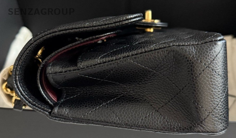 Chanel Classic Flap PM Calfskin Chain 2Way Shoulder Bag Crossbody Black Women