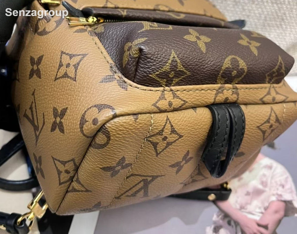 Louis Vuitton Palm Springs Mini Monogram Backpack Brown Gold Used Women Classic