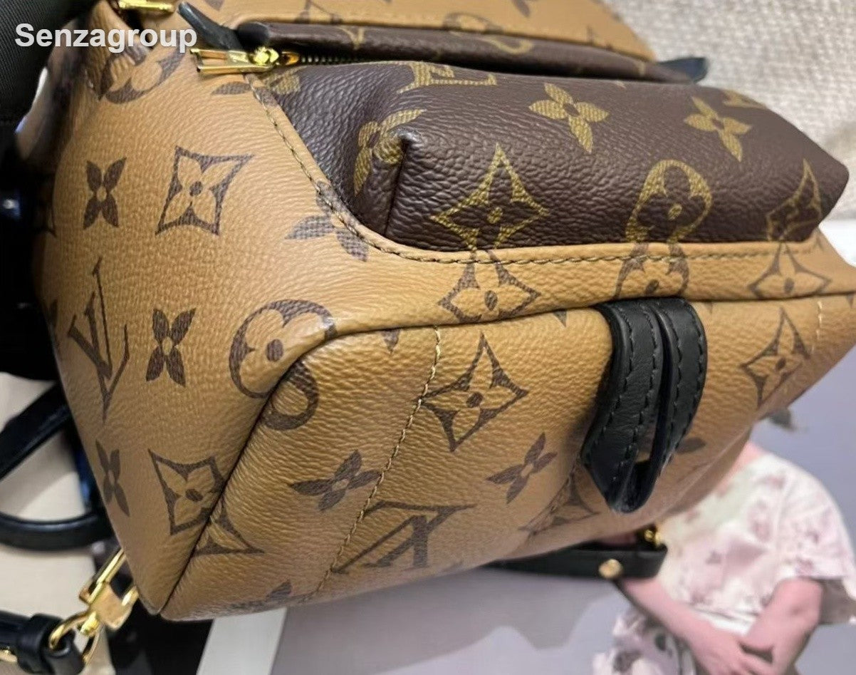 Louis Vuitton Palm Springs Mini Monogram Backpack Brown Gold Used Women Classic