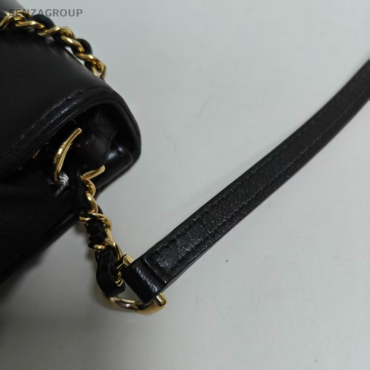 Chanel Timeless Diamond Chain Shoulder Bag Crossbody Black Gold Women Classic