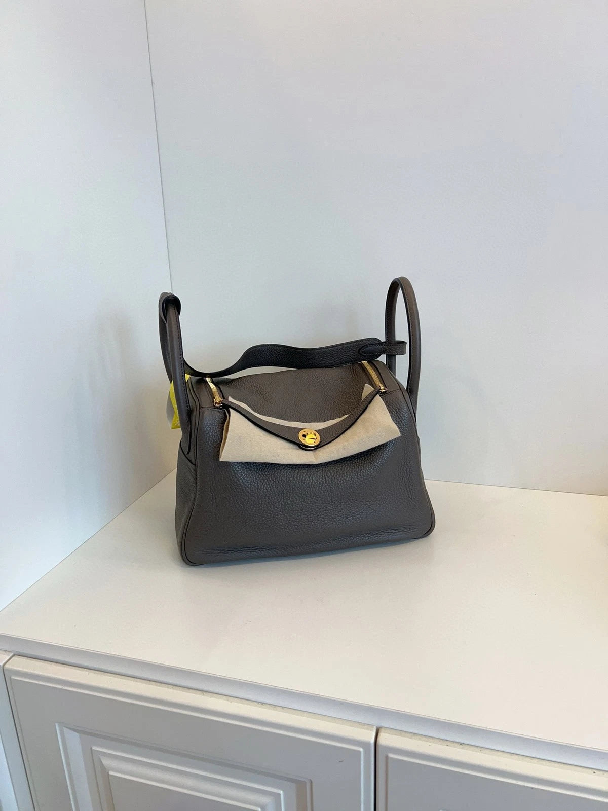 Hermes Lindy30 Grey Leather Handbag For Women