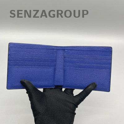 FENDI Studded Short Wallet Black Blue Women Classic