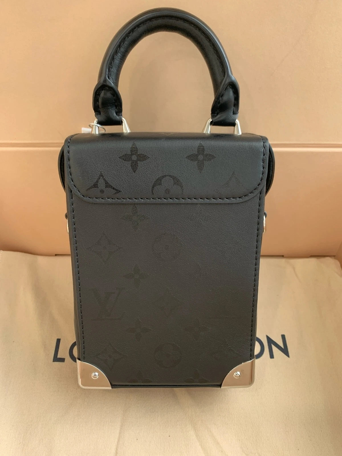 Authentic Louis Vuitton Vertical Trunk Black Crossbody Camera Bag