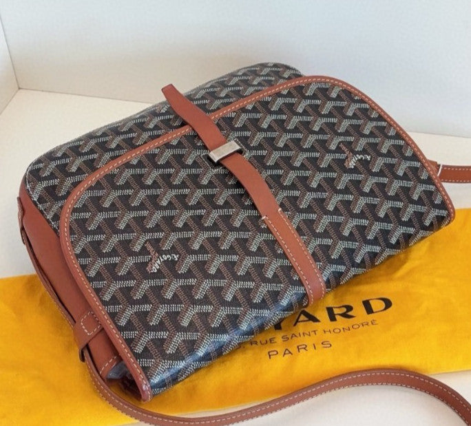 Goyard Belvedere 2Way Shoulder Bag Crossbody Brown Silver Unisex Adults Classic