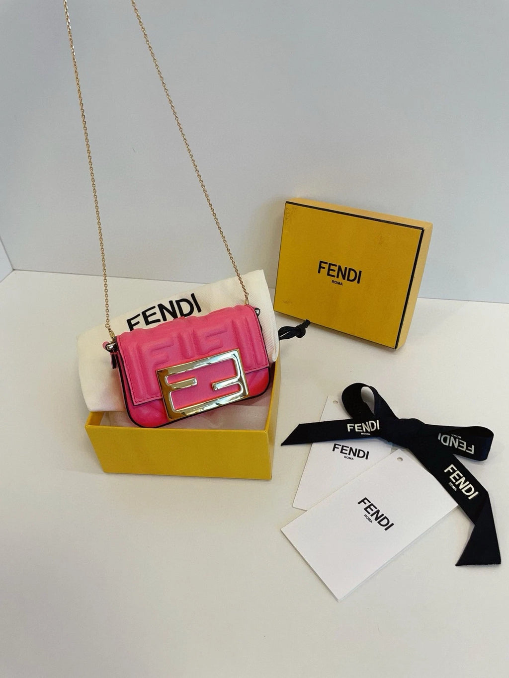 Fendi Nano Baguette Pink Super Mini Shoulder Bag For Women