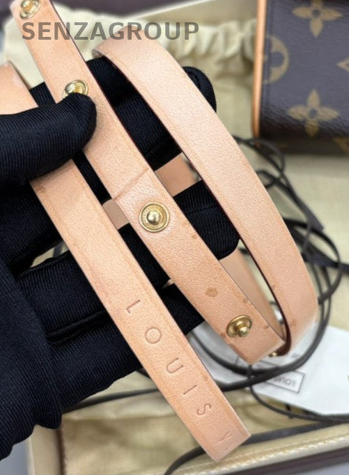 Louis Vuitton Monogram Long Wallet Crossbody Brown Orange Used Women Classic
