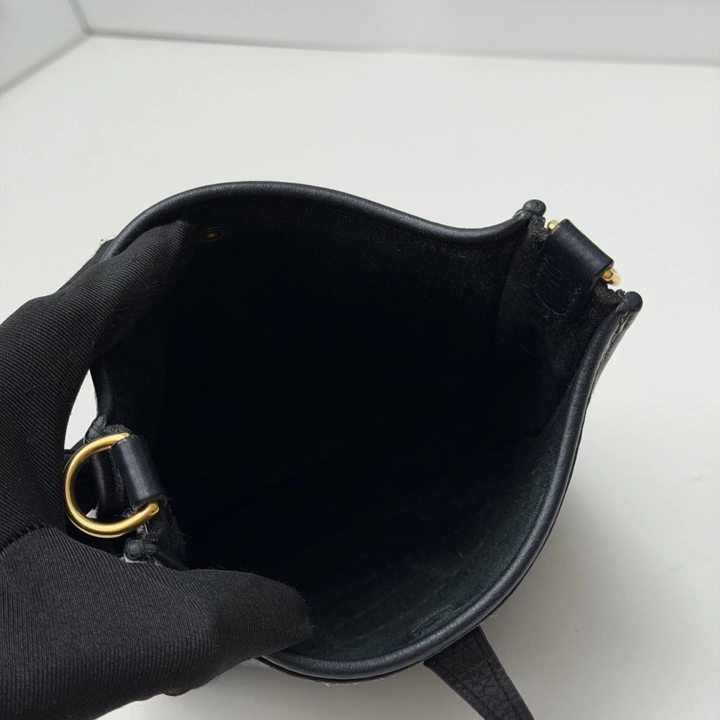 Hermes Evelyne MINI Shoulder Crossbody Bag Black Gold Women Classic