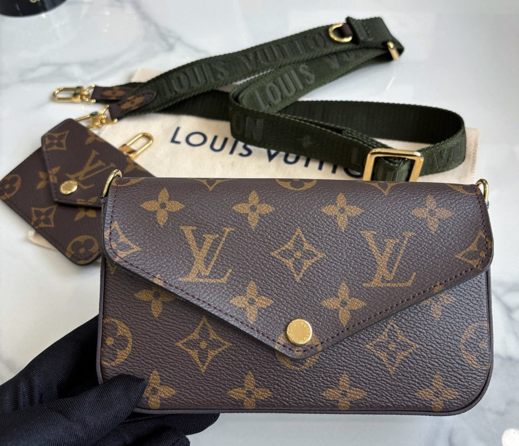 Louis Vuitton Monogram Shoulder Crossbody Bag Brown Women Almost Brand New