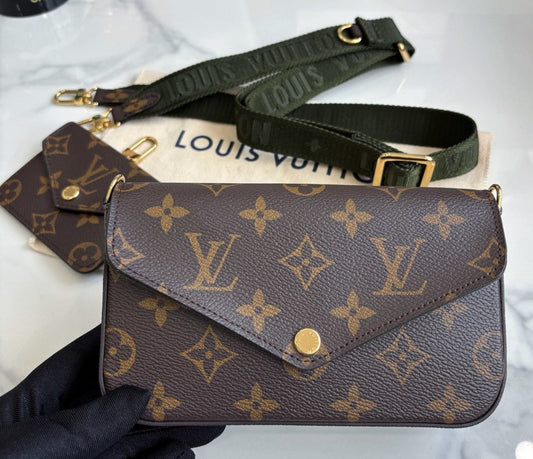 Louis Vuitton Monogram Shoulder Crossbody Bag Brown Women Almost Brand New