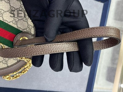 Gucci Ophidia GG Round Chain Crossbody Bag Brown Gold Women's Classic