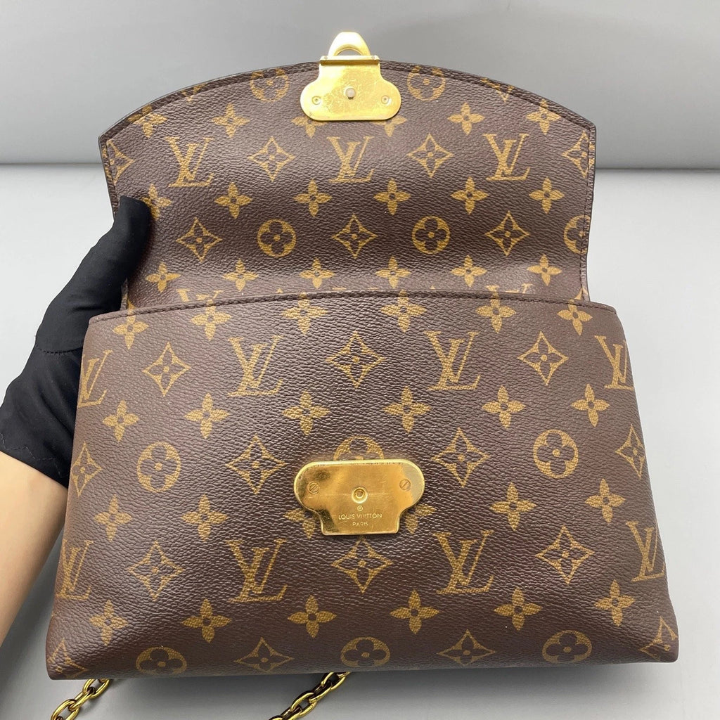 Louis Vuitton Saint Monogram Chain Shoulder Bag Brown Gold Hardware Women