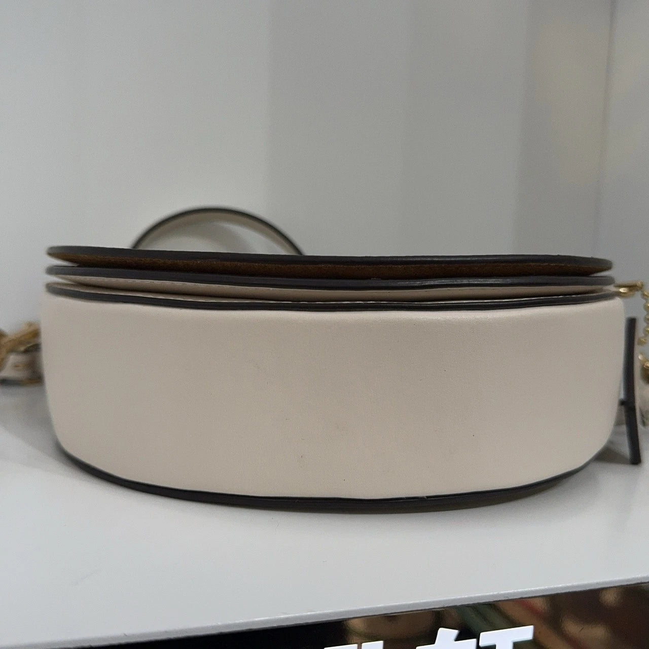 Coach Beige Monogram Canvas Half Moon Saddle Shoulder Crossbody Women