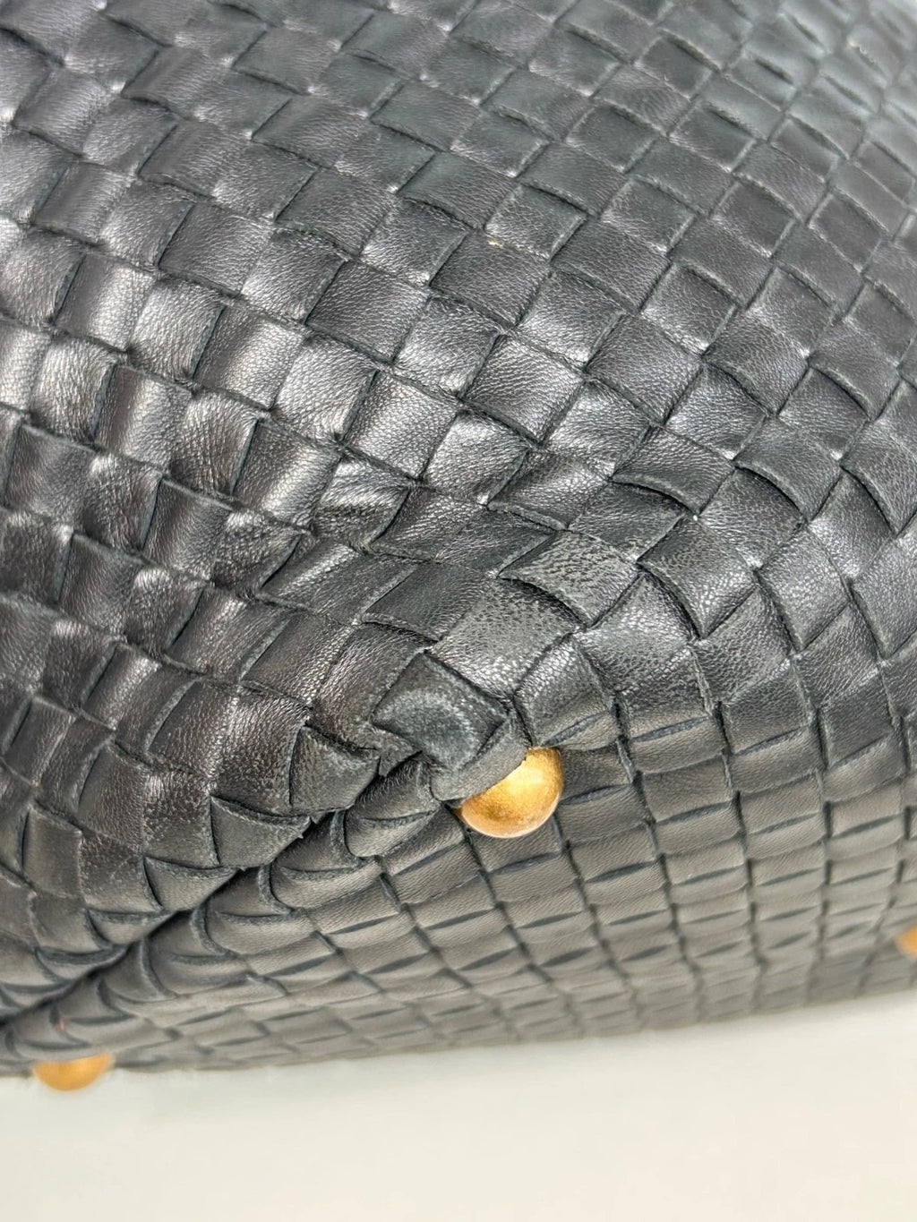 Bottega Veneta Calfskin Boston Bag Shoulder Bag Black Gold Women Classic