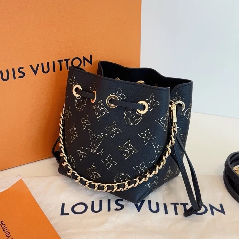 Louis Vuitton Bella Pico Mini Bucket Chain Top Handle Crossbody Black Gold