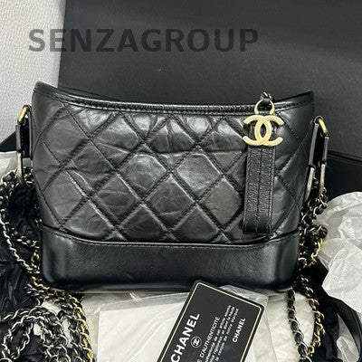 Chanel Small Gabrielle Hobo Bag Black Gold Chain Quilted Classic