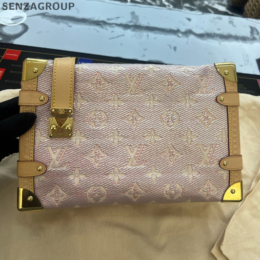 Louis Vuitton Monogram Box Bag Medium Pink Gold Shoulder Crossbody Classic Women