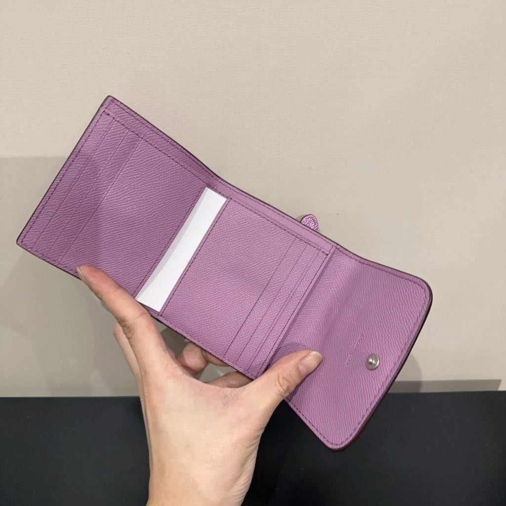 Coach Purple Leather Wallet Card Coin Purse For Women