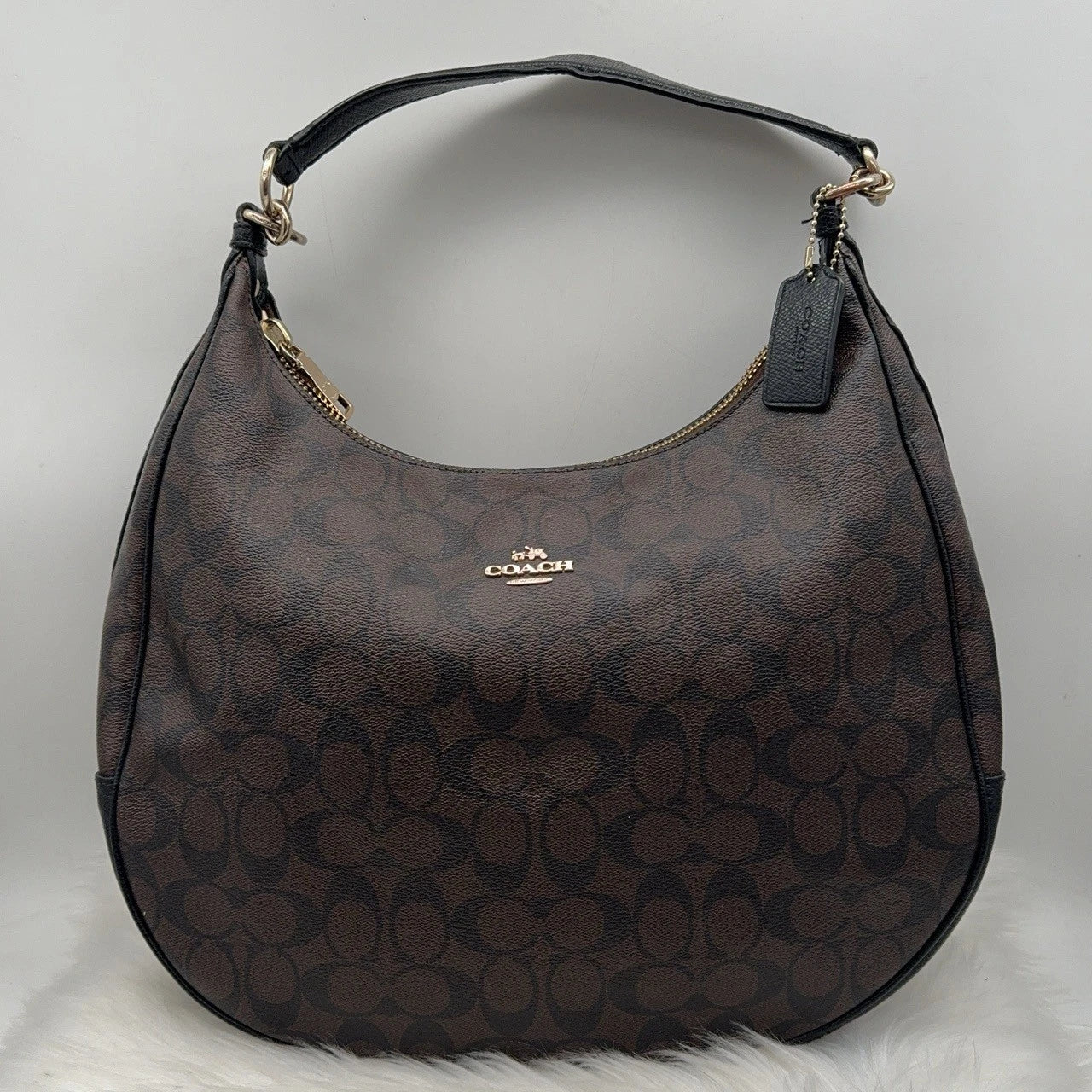 Coach Dark Brown Crescent Shoulder Handbag For Women