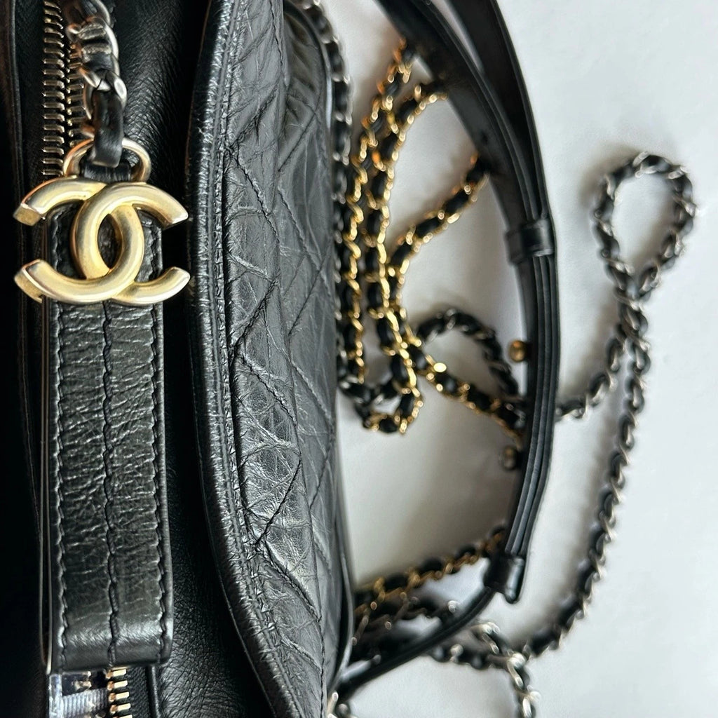 CHANEL Black Leather Gabrielle Shoulder Crossbody For Women