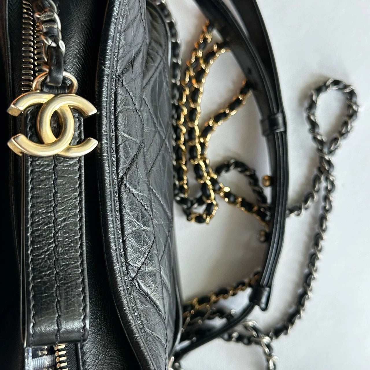CHANEL Black Leather Gabrielle Shoulder Crossbody For Women