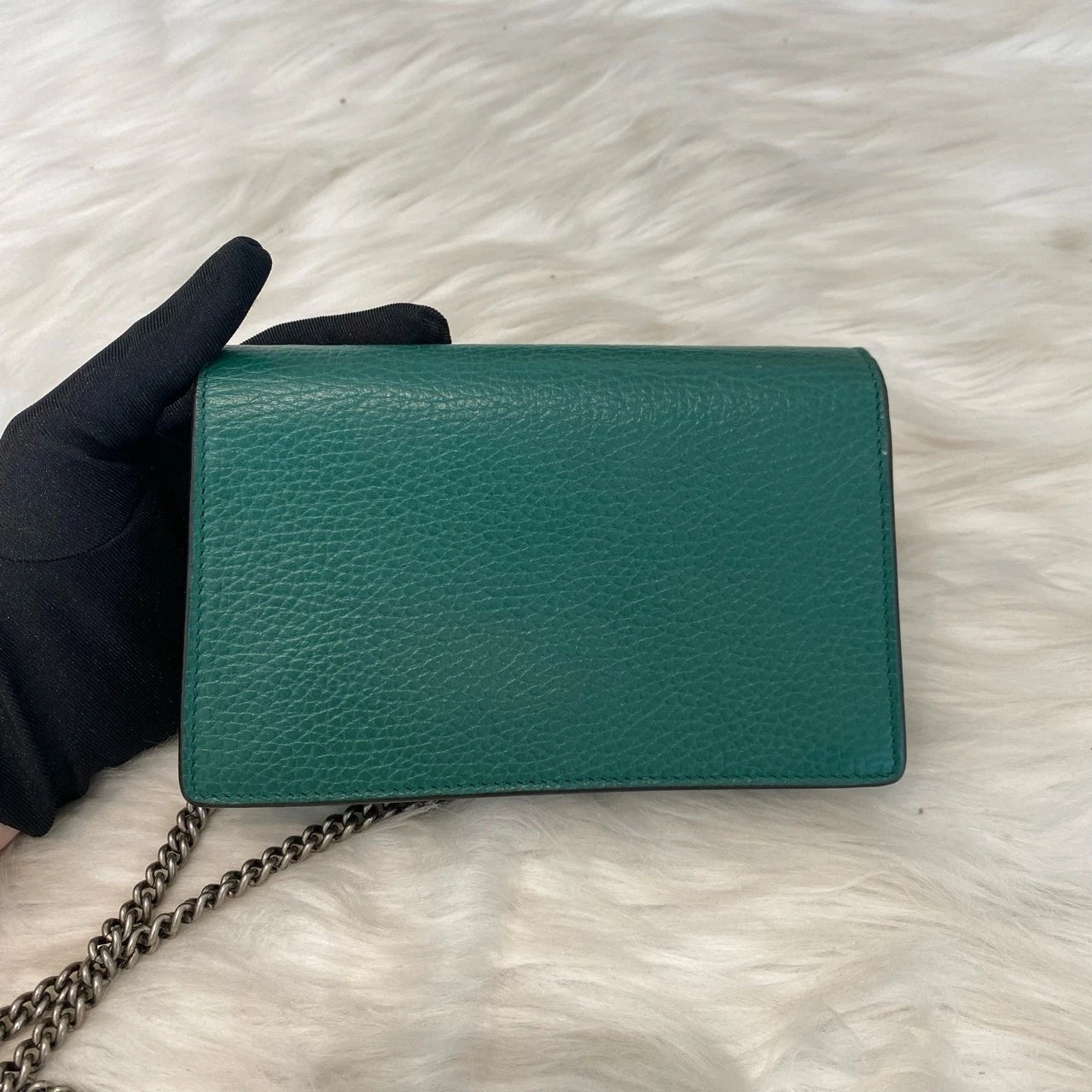 Gucci Dionysus Mini Chain Shoulder Bag Green Silver Classic Women