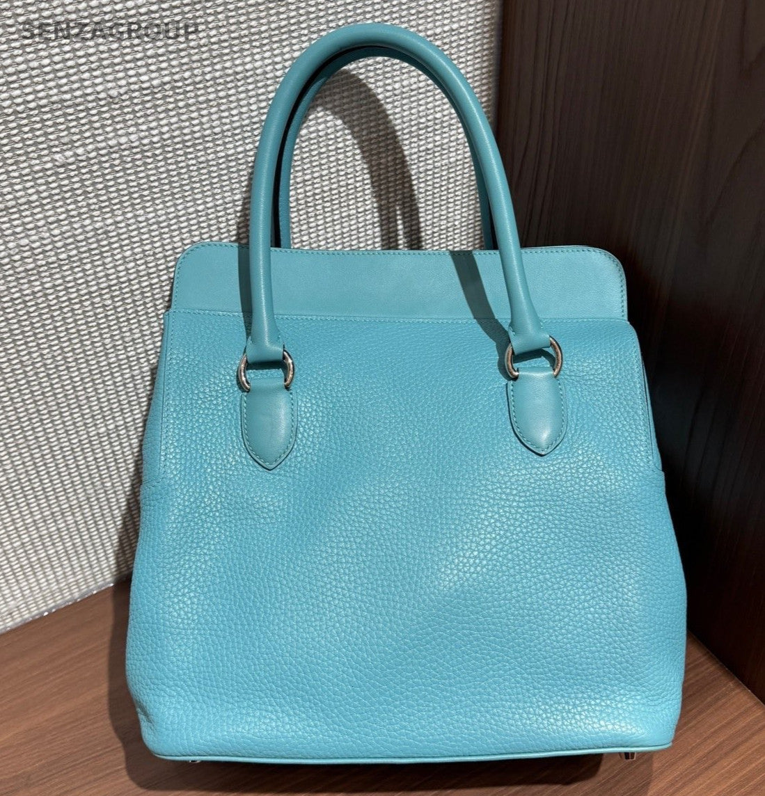 Hermes Toolbox Top Handle Bag Blue Silver Used Women Classic Designer