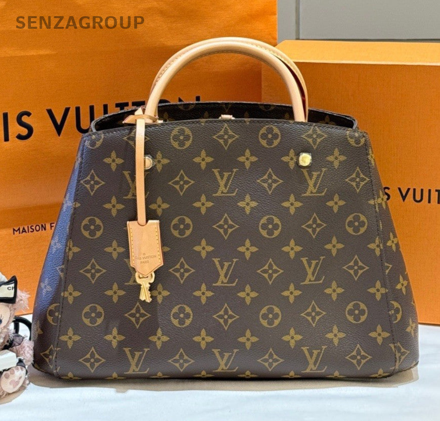 Louis Vuitton Montaigne BB Monogram Top Handle Bag Shoulder Bag Brown Gold Women