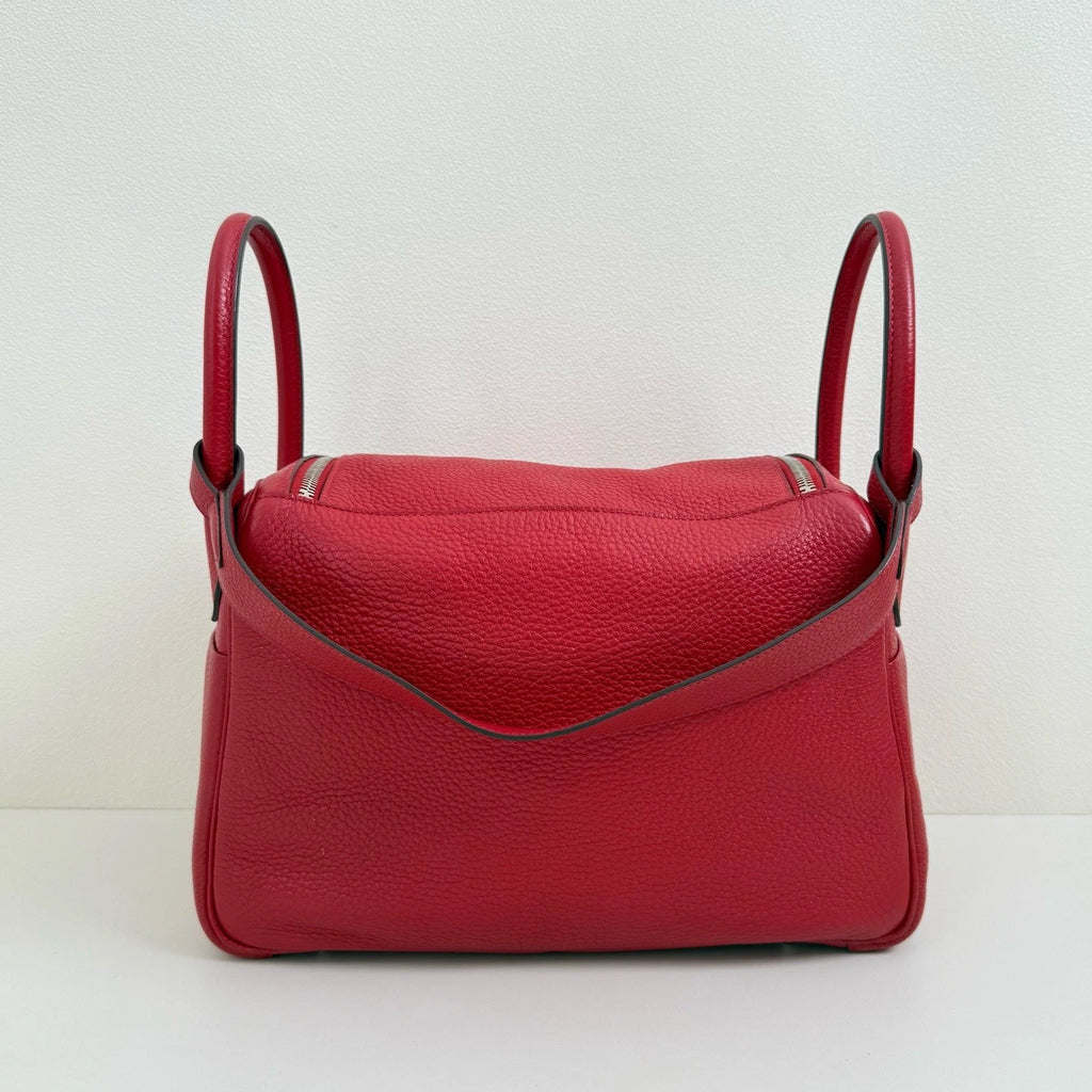 Hermes Lindy30 Top Handle Shoulder Bag Red Silver Used Women Classic