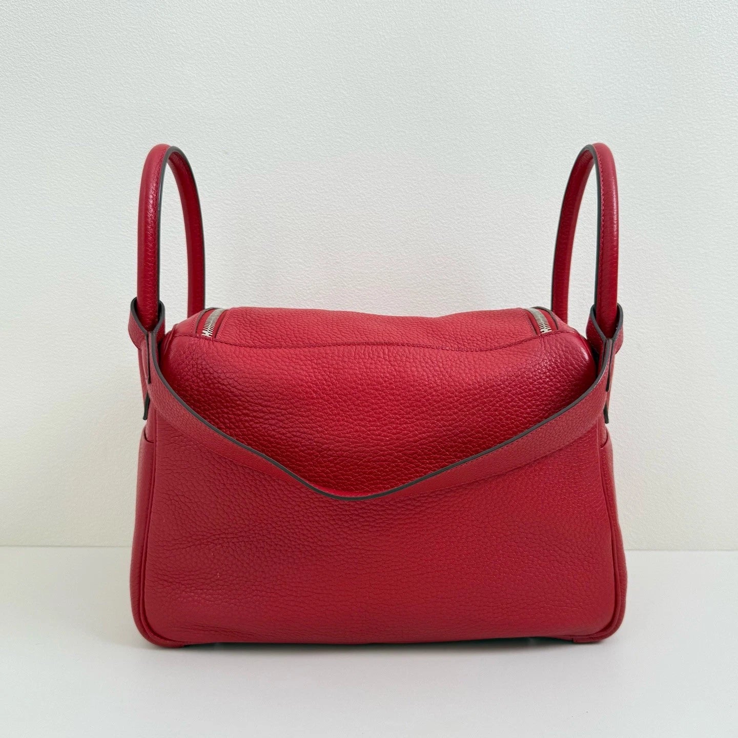 Hermes Lindy30 Top Handle Shoulder Bag Red Silver Used Women Classic