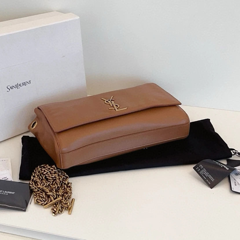Saint Laurent Reversible Kate Chain Shoulder Crossbody Brown Gold Women Classic