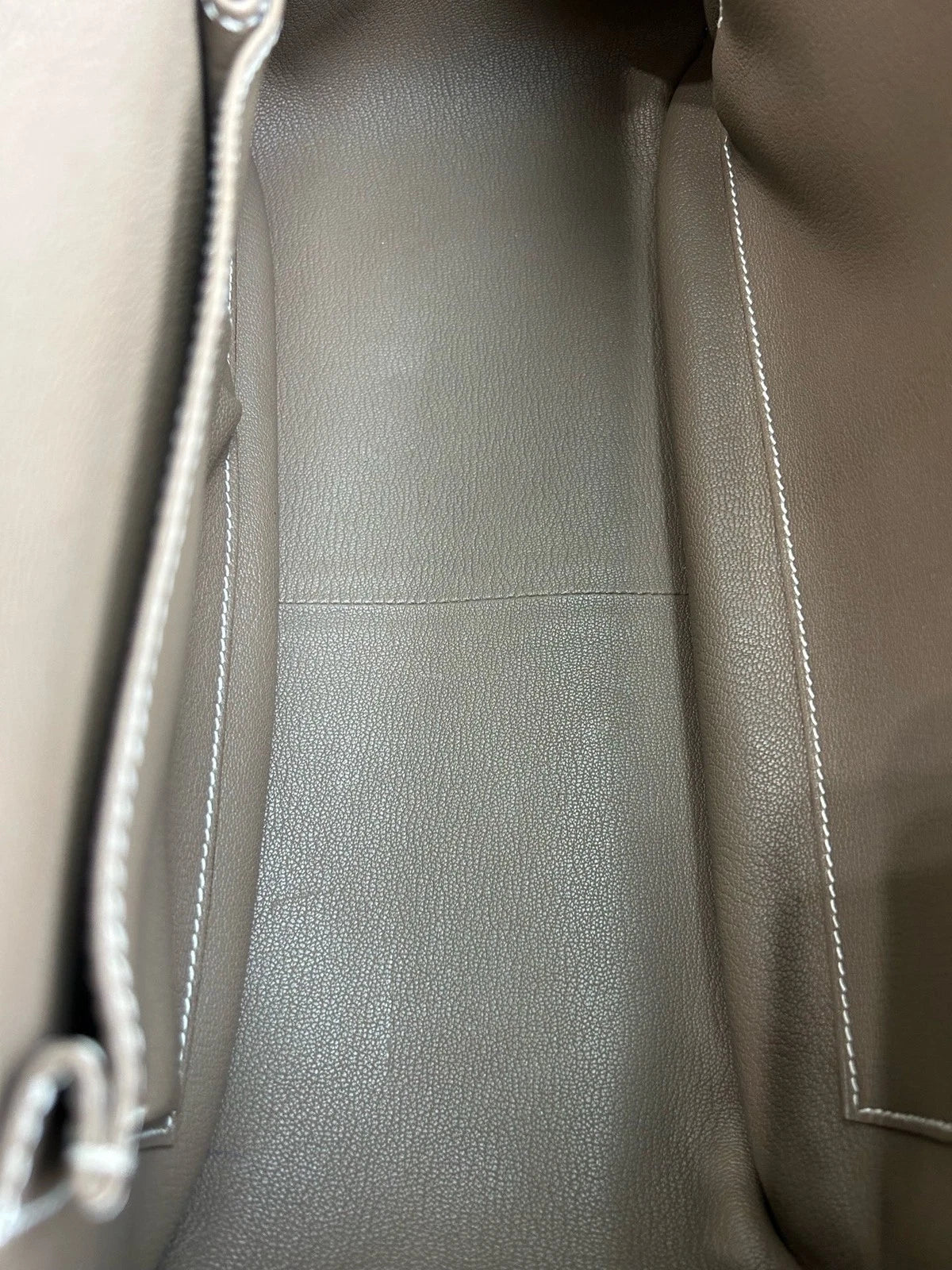 Hermes Jypsiere34 TC Leather Shoulder Bag Gray Silver Unisex Adults