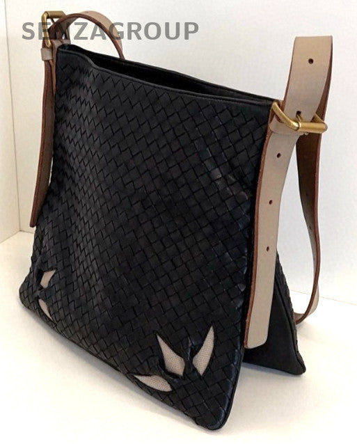 Bottega Veneta Classic Weaving Petal cutout Shoulder bag Black
