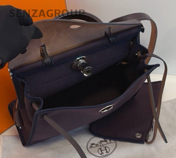 Hermes Herbag31 Top Handle Bag Crossbody Purple Silver Women Classic