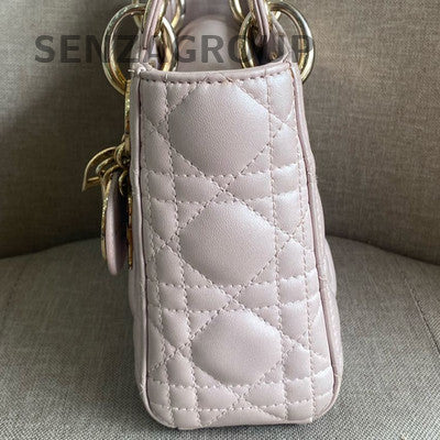 Dior Lady Dior Pink Gold Hardware Tote Chain Crossbody Bag