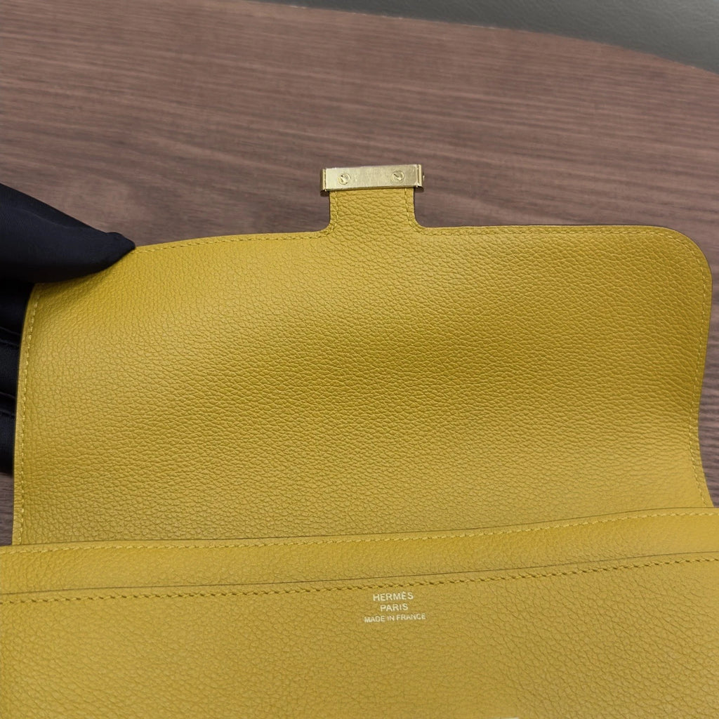 Hermes Constance Togo Leather Long Wallet Yellow Gold Hardware