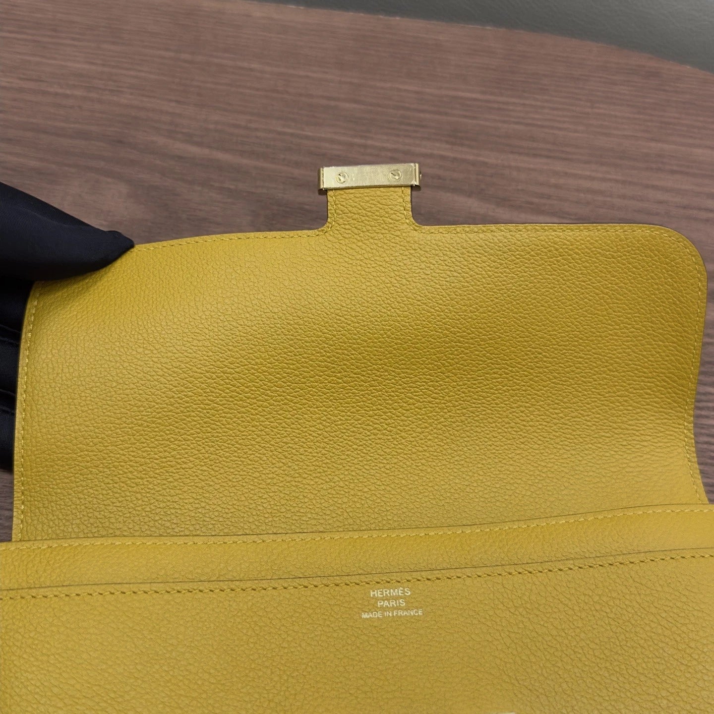 Hermes Constance Togo Leather Long Wallet Yellow Gold Hardware