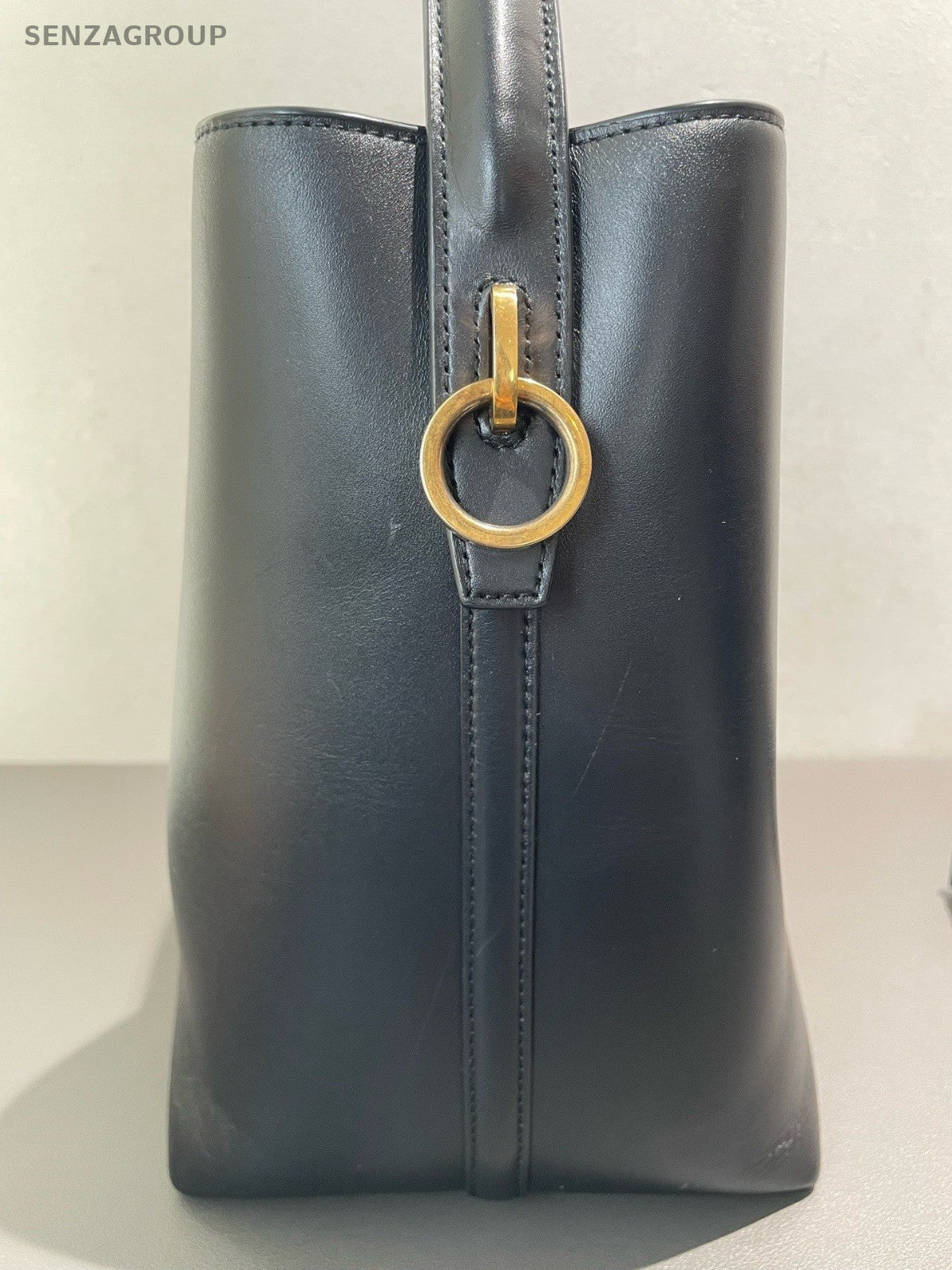 Saint Laurent LE37 GM Bucket Handbag Crossbody Black Gold Women Classic Designer