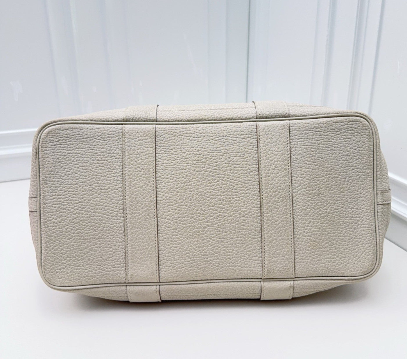 Hermes Garden Party Top Handle Bag White Silver Used Women Classic