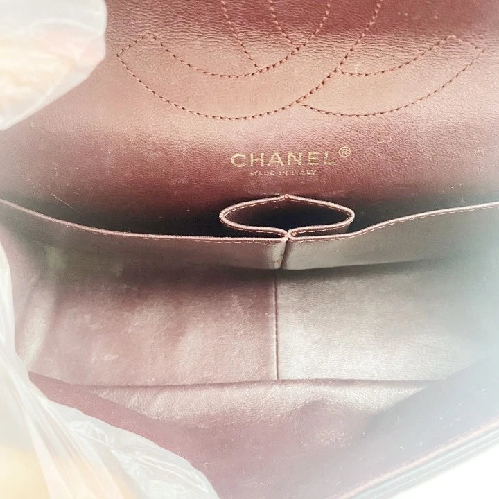 CHANEL 2.55 Medium Black Gold Crossbody Bag For Women