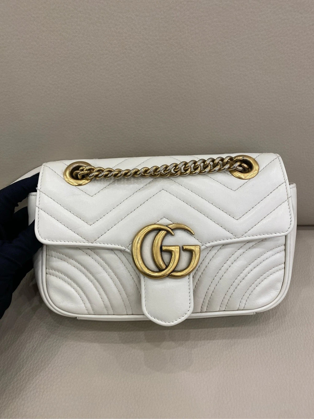 GUCCI Marmont22 Small White Shoulder Bag For Women
