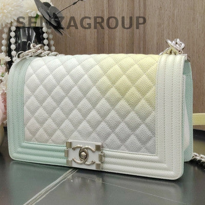 Chanel Le Boy Glitter Silver Hardware Chain Shoulder Crossbody Bag