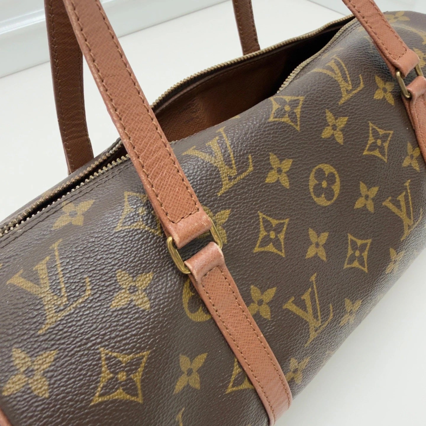 Louis Vuitton Papillon Vintage Monogram Shoulder Bag Brown Gold Used Women